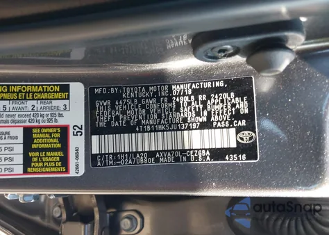 2018 Toyota Camry Xle from USA, damaged, VIN 4T1B11HK5JU137197